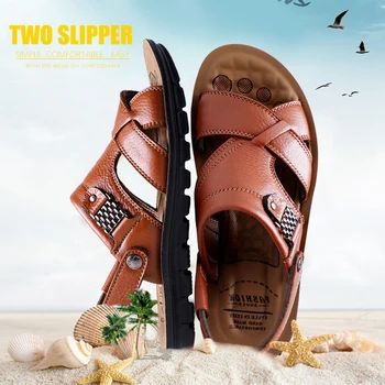 Men Leather Sandals Summer Classic Men Shoes Slippers Soft Sandals Men Roman Comfortable Outdoor Walking Footwear 3