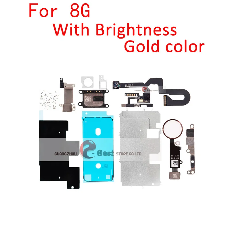 30 комплектов полный комплект запасных частей для iPhone 8G 8 PLUS с домашней кнопкой+ динамик+ гибкий кабель+ запасные части для фронтальной камеры - Цвет: 8G Gold with Bright