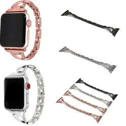 Женские часы ремешок для мм Apple Watch полосы 38 мм 42 мм 40 мм 44 мм Алмазный ремешок из нержавеющей стали для iwatch серии 4 3 2 1 браслет