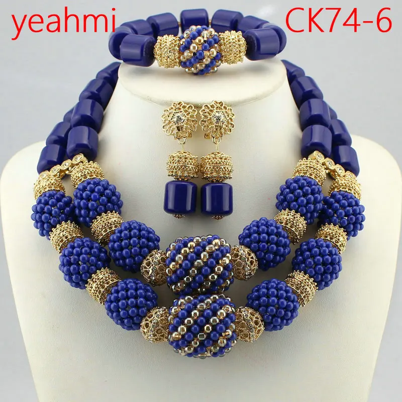 Мода, женские ожерелья, африканские бусы, ювелирные наборы, нигерийские Свадебные индийские бусы, ювелирные наборы, Кристальные бусы, CK74-1