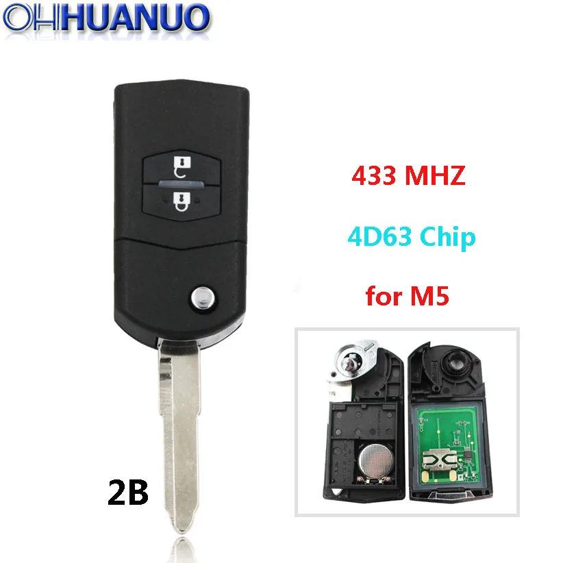 

New Flip Remote Key 2 Buttons 433MHZ with 4D63 chip For M5 For Mazda 5