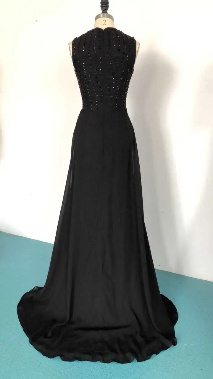Вечернее платье с сверкающие бусины Chiffion Холтер vestidos de fiesta noche настроить|Вечерние