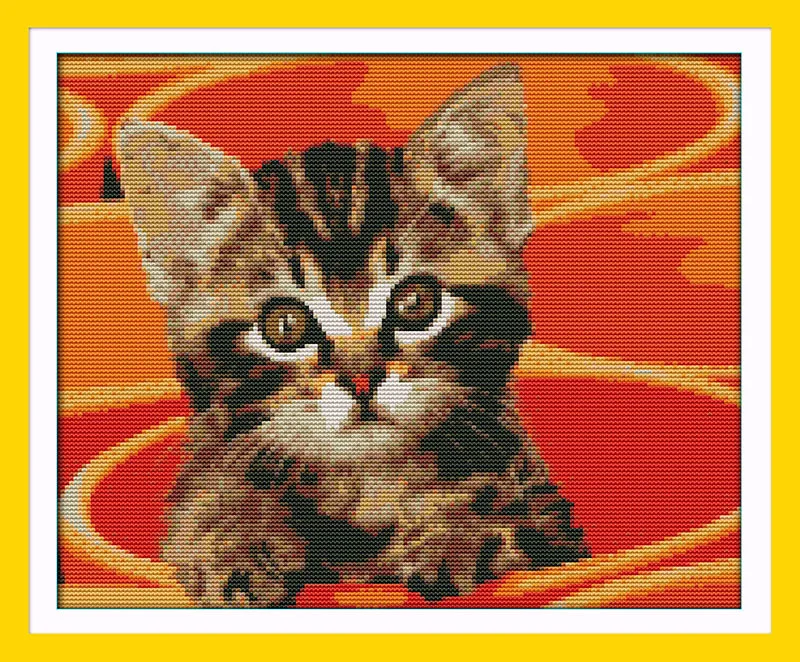 

Little cat in pot Printed on Canvas DMC Counted Chinese Cross Stitch Kits printed Cross-stitch set Embroidery Needlework