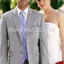 Последние дизайн светло-серый жених смокинги / нотч свадебный дружки костюм лучший мужчина костюмы мужские костюмы / жених костюмы