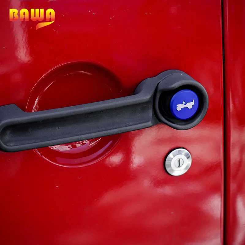 Наклейки BAWA на кнопки дверной ручки для Jeep Wrangler JK 2007 2017 из алюминиевого сплава