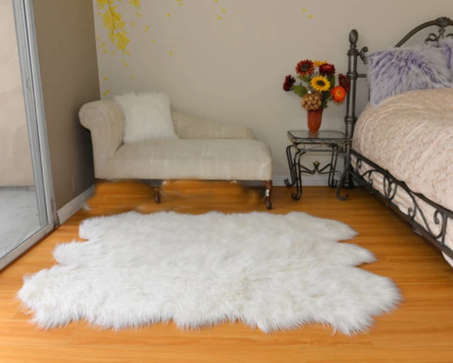 Plush White Faux Sheepskin Blanket Luxury Rectangle Fur Area Plush White Faux Sheepskin Blanket Luxury Rectangle Fur Area Rug Decor Home Accents Premium Long