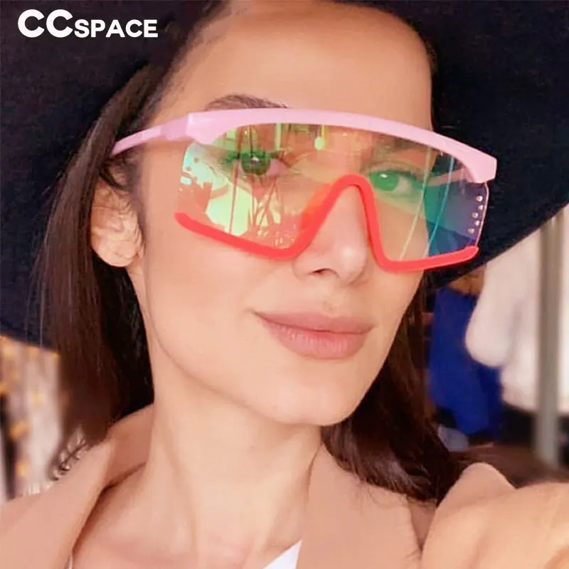 

One Lens Half Frame Oversized Sunglasses Men Women Fashion Shades UV400 Vintage Glasses 47264