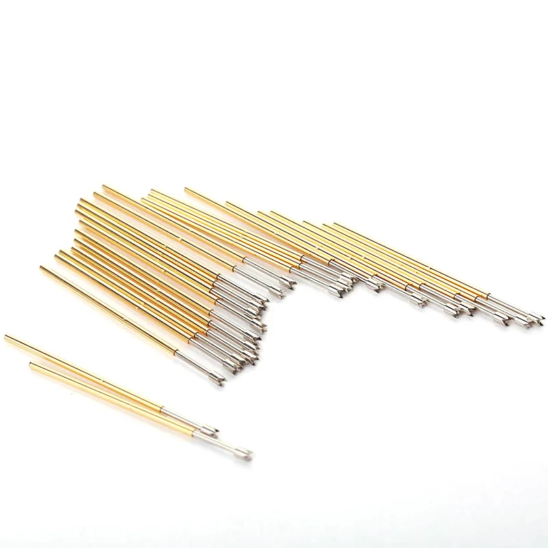 100Pcs PL75-Q2 Gold Color Spring Test Probe Instrument Dia 1.3mm Length 33.35mm Phosphor Brass Metal Spring Pressure Test Probe