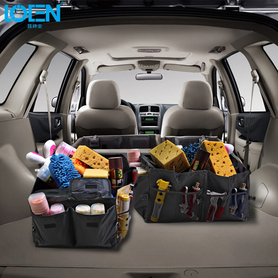 

LOEN 1PCS New Folding Car Storage Box Trunk Bag Vehicle Toolbox Multi-use Tools Organizer Bag Car Styling Black Universal