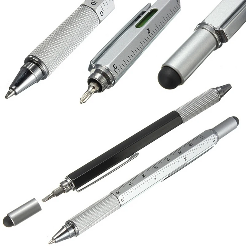 

1PCS Pocket 6 in 1 Multi Function Pen with Touch Screen Ruler Level Multi Head Mini Screwdriver Promotion Gifts