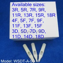 50 шт одноразовые наконечники для татуажа сопло КРУГЛОЕ ПЛОСКОЕ алмазное U выбрать размер питания WSDT-A-50