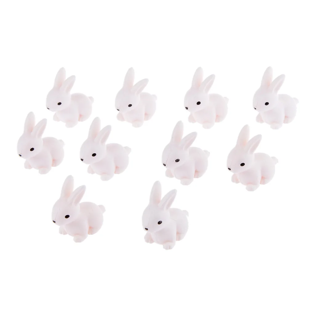 10 pcs  Resin Miniature Garden Ornaments Miniature Ornaments Decor Cute Rabbit Moss Micro Landscape Decorative Gardening
