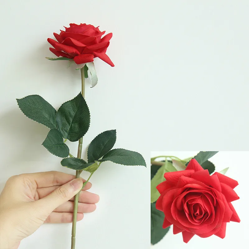 10 шт./лот, декоративные розы, искусственные цветы, шелковые цветы, латексная реальная на ощупь Роза, свадебный букет, вечерние цветы для дома - Цвет: red