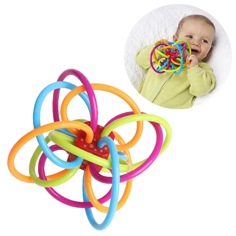 Hot Selling Safety Silicone Biting Teething Teether Balls Ring Fun