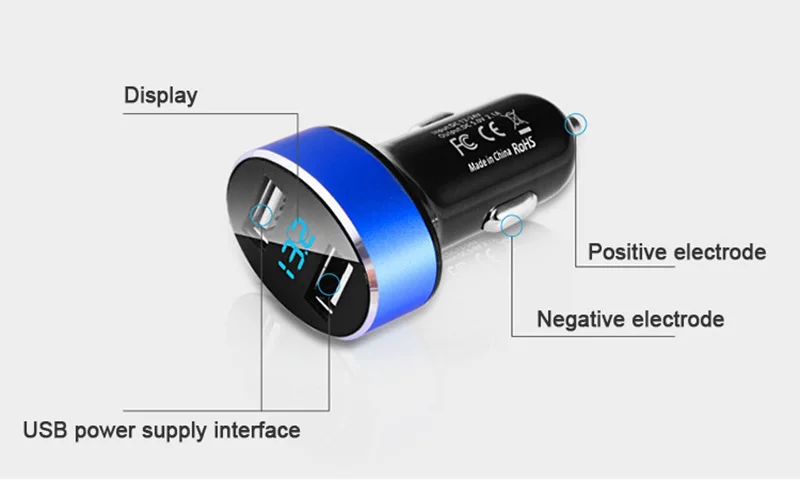 5 в 2.4A двойной порт USB Автомобильное зарядное устройство со светодиодом дисплей прикуриватель, Зарядка адаптер для Xiaomi huawei samsung iPhone 8 Plus XS XR