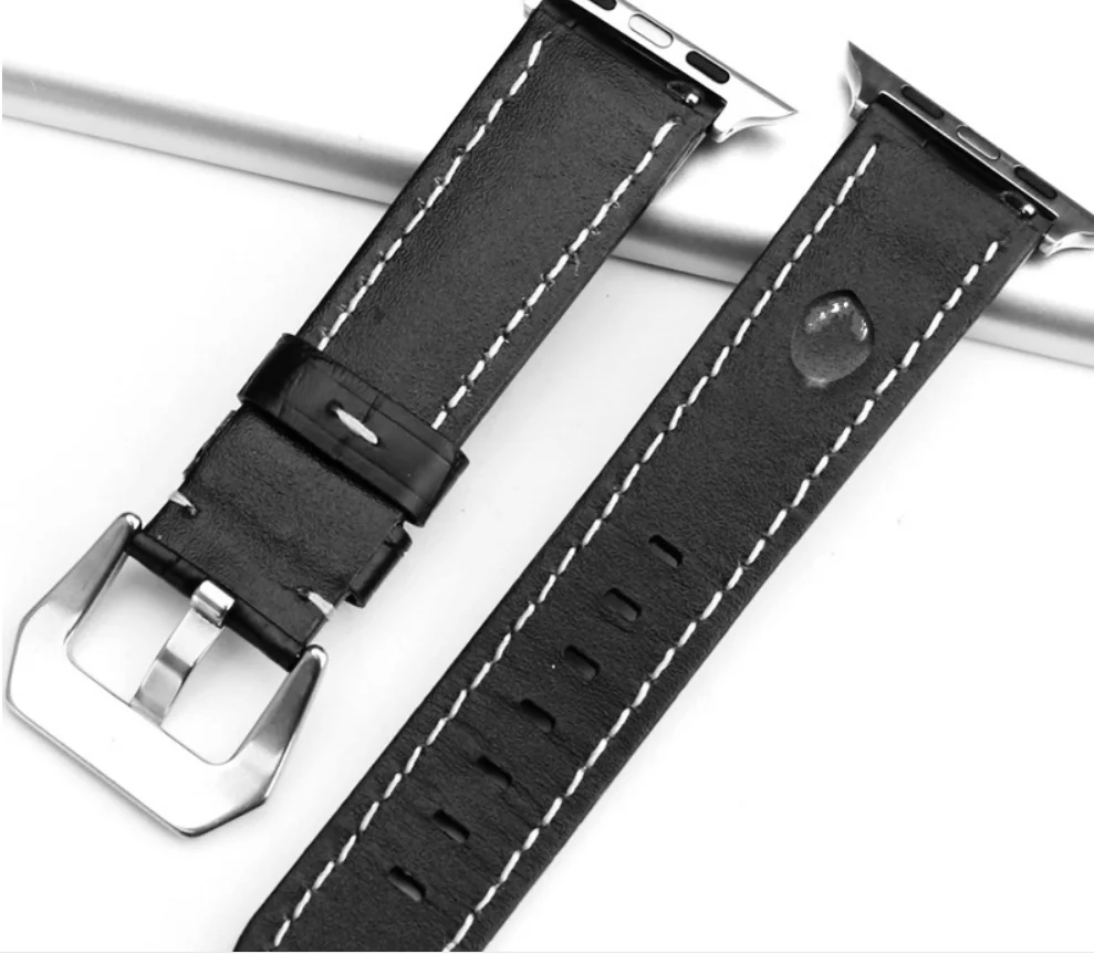 Из натуральной кожи Watchban для Apple Watch серии группа 4/3/2/1 38 мм 42 мм Qualit кожа для iWatch спортивный ремешок 40 мм 44 мм
