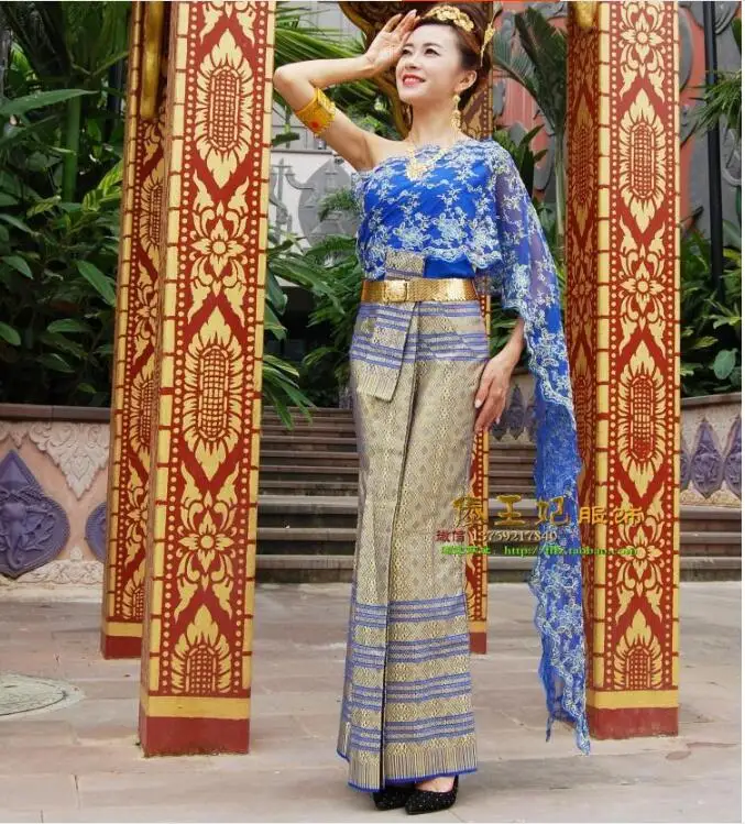 タイの伝統的な服ブルーウェディングドレスタイドレスの女性の夏 Service Service Dress Aliexpress タイの伝統的な服ブルーウェディングドレスタイドレスの女性の夏 Service Service Dress Aliexpress