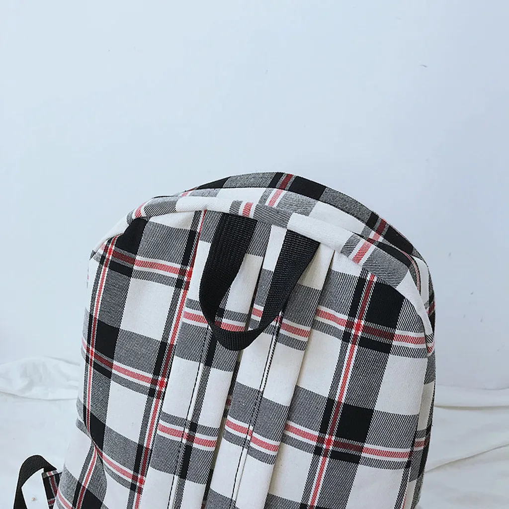 Холщовый Рюкзак в простом стиле женские рюкзаки через плечо школьная сумка для колледжа клетчатый рюкзак для девочки подростка дорожная сумка