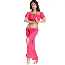 2 шт. костюм танец живота костюмы Восточный танец Костюмы Болливуд танцевальные костюмы набор костюма для танца живота топ бюстгальтер+ брюки