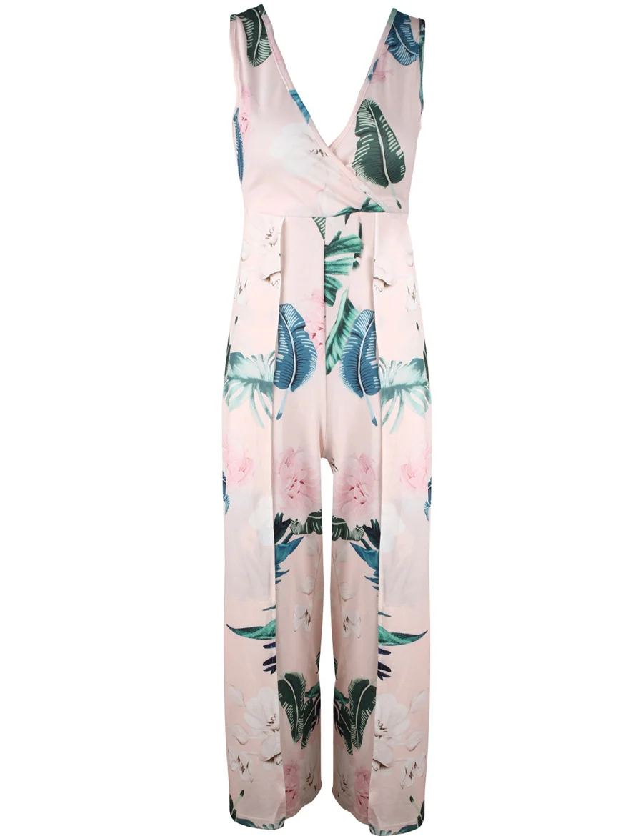 Gladiolus Hot Summer Jumpsuit Women 2019 V Neck Floral Print Split Long Pants Beach Sexy Jumpsuits 2019 Rompers Womens Jumpsuit (47)
