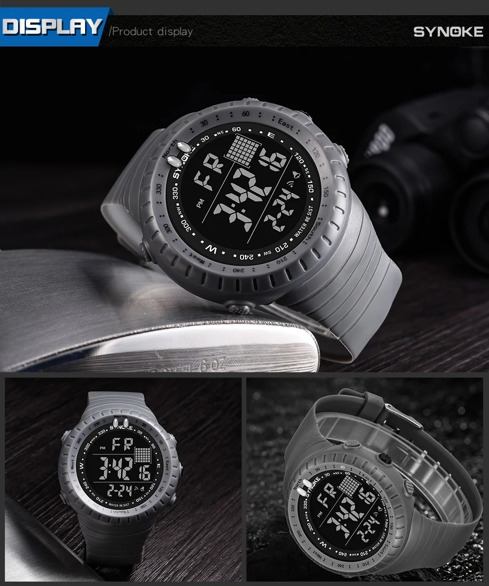 New Fashion Men Sports Watches Men SYNOKE Brand Analog LED Digital Clock Man Military Waterproof Watch Relogio Masculino