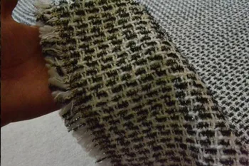 

free ship cotton and metallic tweed fabric black white with silver line pattern 59" width price for 1 meter