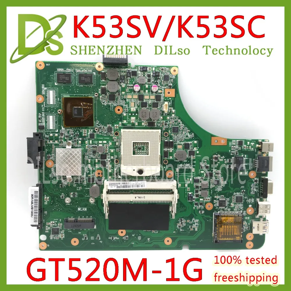 KEFU K53SV Материнская плата ноутбука K53SV REV 3,0/3,1, пригодный для ASUS K53SC A53S X53S P53S K53SJ K53SC GT520M-1G Тетрадь