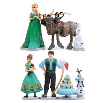 

6pcs/set Princess Figure Toy Cute Anna & Elsa & Olaf Action Figures Toys DIY Micro Landscape Decoration Children Collection Toy