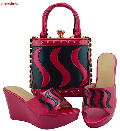 Doershow туфли в африканском стиле и сумка в комплекте, Итальянская обувь с подходящая сумочка Роза обувь комплект из туфель и сумочки; обувь и