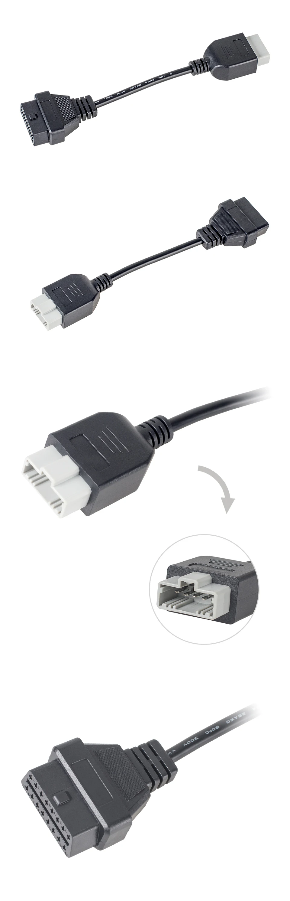 Для Honda 5pin к БД 16pin Женский адаптер OBD/OBD2 диагностический кабель 5pin до 16 контактный разъем кабель для honda Obd2 черный кабель