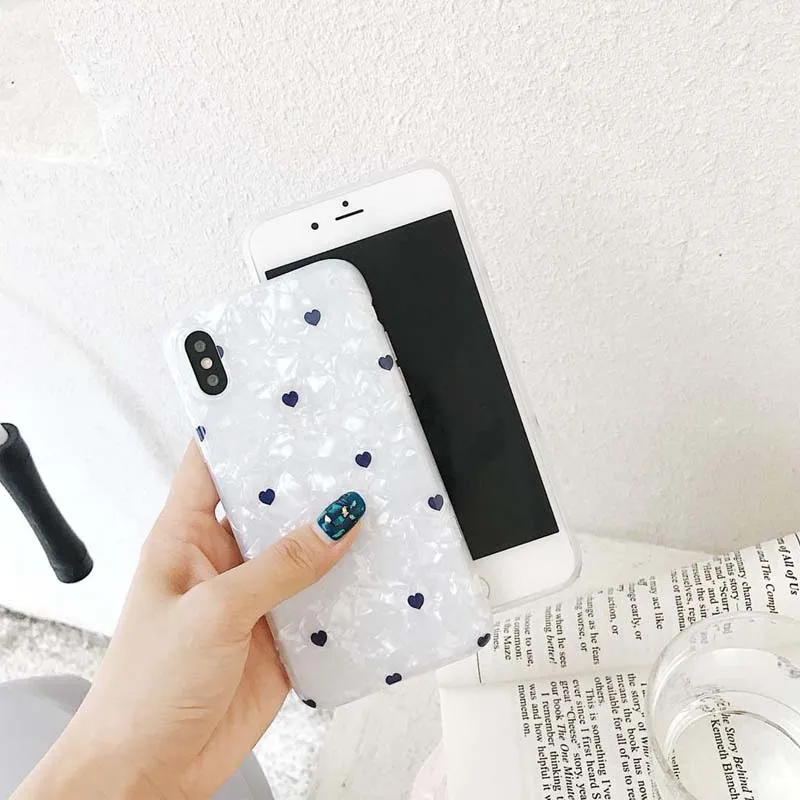 Чехол для телефона iPhone6 6 7 Plus 8 X XS XR Max СИНИЕ бусины в виде сердца мягкий чехол |