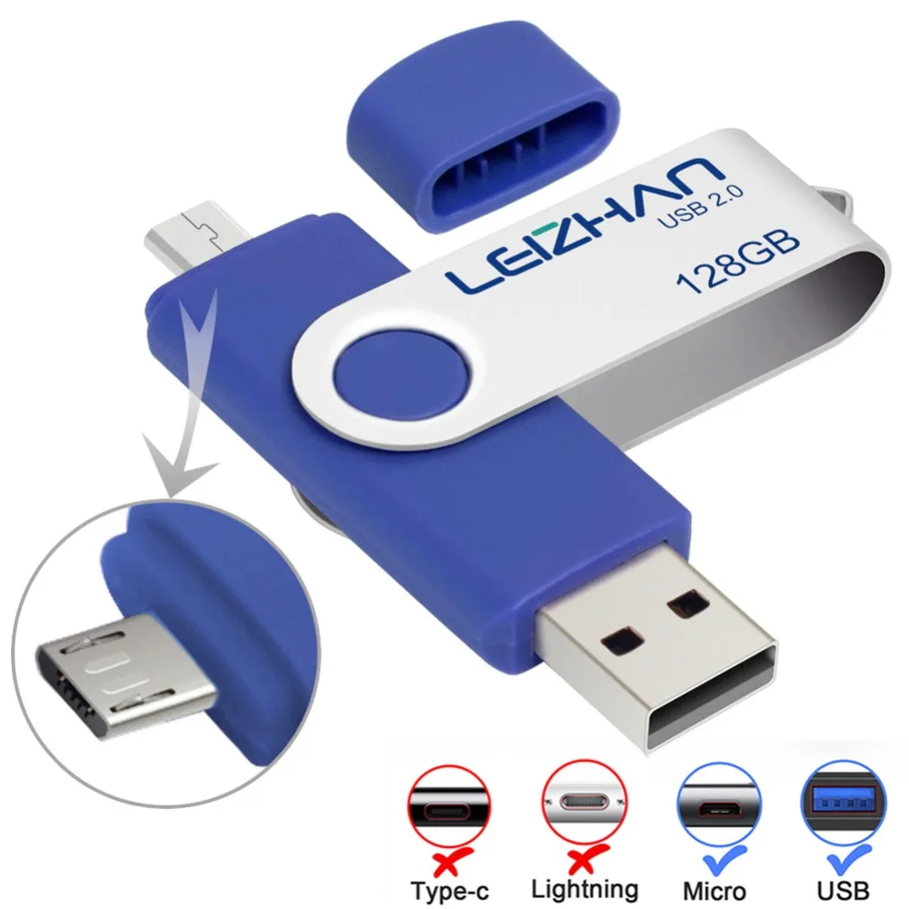 LEIZHAN фотостудия 128 Гб OTG USB флэш-накопитель 64 ГБ 32 16 8 4 мобильный флеш-накопитель