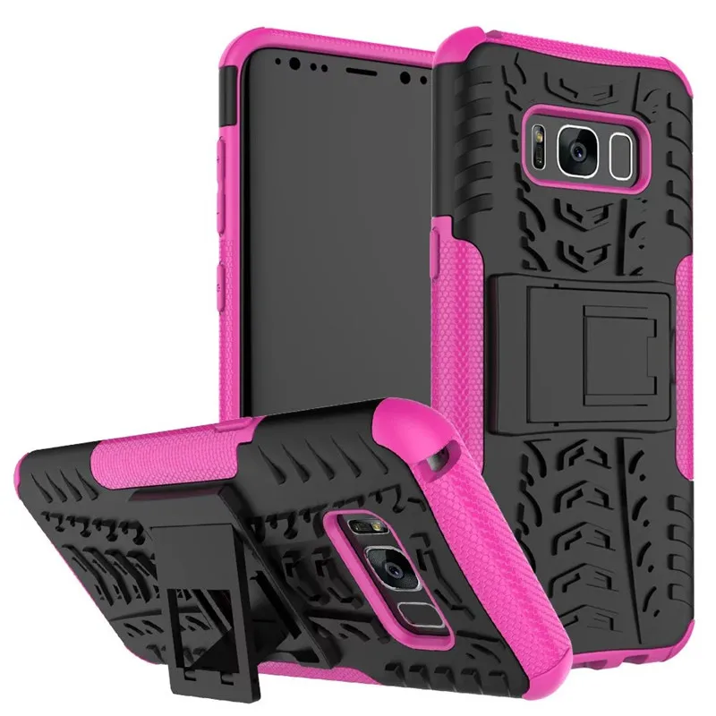 NFH смешивания Пластик жесткий армированный чехол для samsung Galaxy S8 S8 плюс тонкий чехол для телефона для samsung S 8 полиуретан) и силикона с откидной крышкой - Цвет: Pink