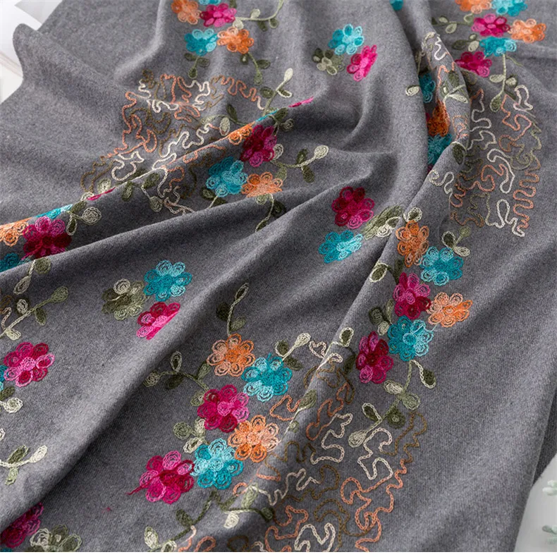 Новинка, Sparsil, стильный Для женщин зимние кашемировые шарфы теплый с кисточкой, с цветами и вышивкой шаль для отдыха пашмины 70x200 длинный шарф хиджаб