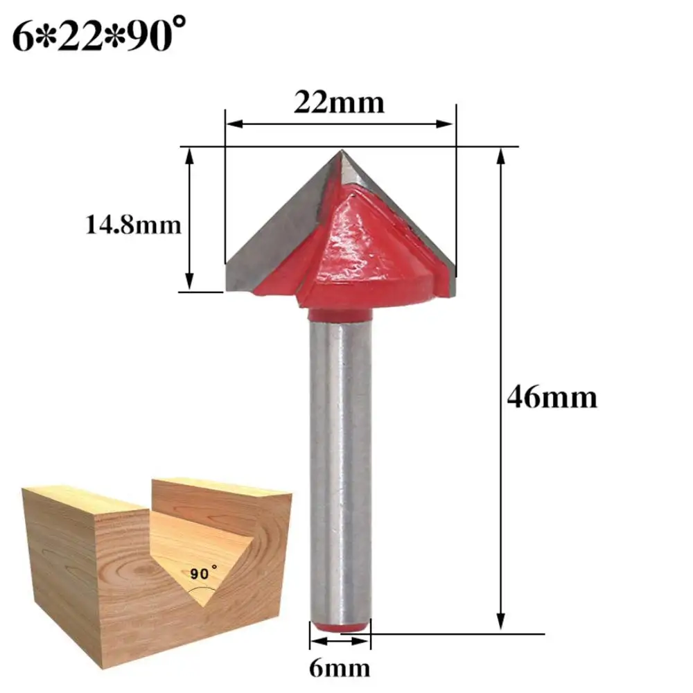 5 шт.(60 °+ 90 °+ 120 град) Shank-6mm Ширина-22/, маленького размера, круглой формы с диаметром 32 мм, Гравировальный, 3D V паз для вырезания гребней и пазов, деревообрабатывающие фрезы наборы инструментов