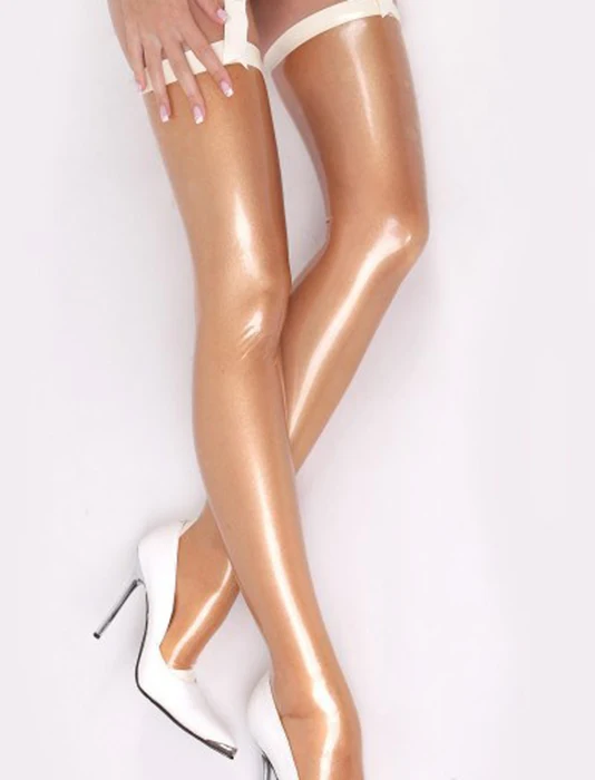 

Free shipping ~ Women transparent&white latex long stockings slim leg wearing