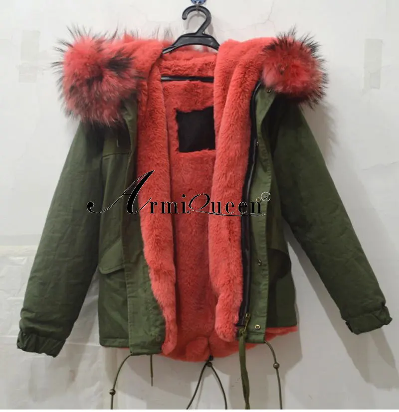 New Arrival short version winter coat in women's parkas coral color big collar fur parkas jacket New Arrival short version winter coat in women's parkas coral color big collar fur parkas jacket