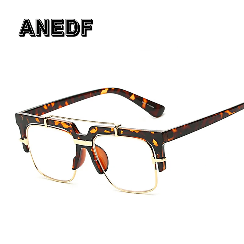 ANEDF Luxury Metal Glasses Square Frame Women Men Transparent Glasses