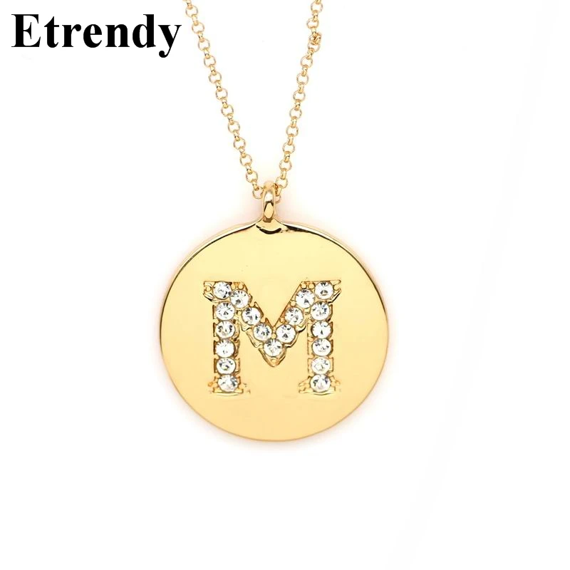 

2019 New Dic Letter Necklace Women Alphabet Coin Necklace Gold Color Long Bijoux Everyday Simple Jewelry Gifts For Best Friends