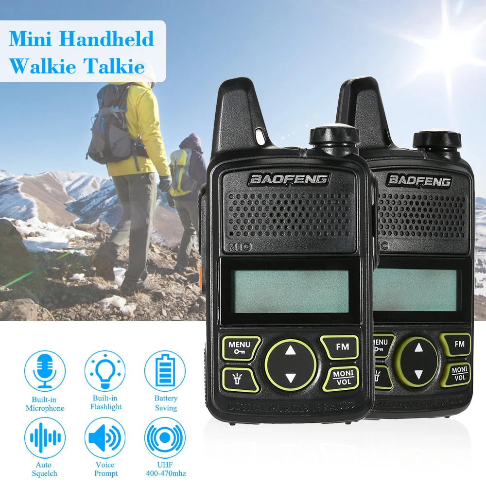 

Mini Two Way Radio Walkie Talkie UHF 400-470 MHz 20CH Portable Handheld Interphone 1500mah Battery Flashlight BF-T1