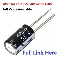 Condensador electrolítico de aluminio, 4V 10V 16V 25V 35V 470UF 100UF 220UF 330UF 470UF 680UF 1000UF 47UF 1500UF 10UF 22UF 0,47 UF 82UF