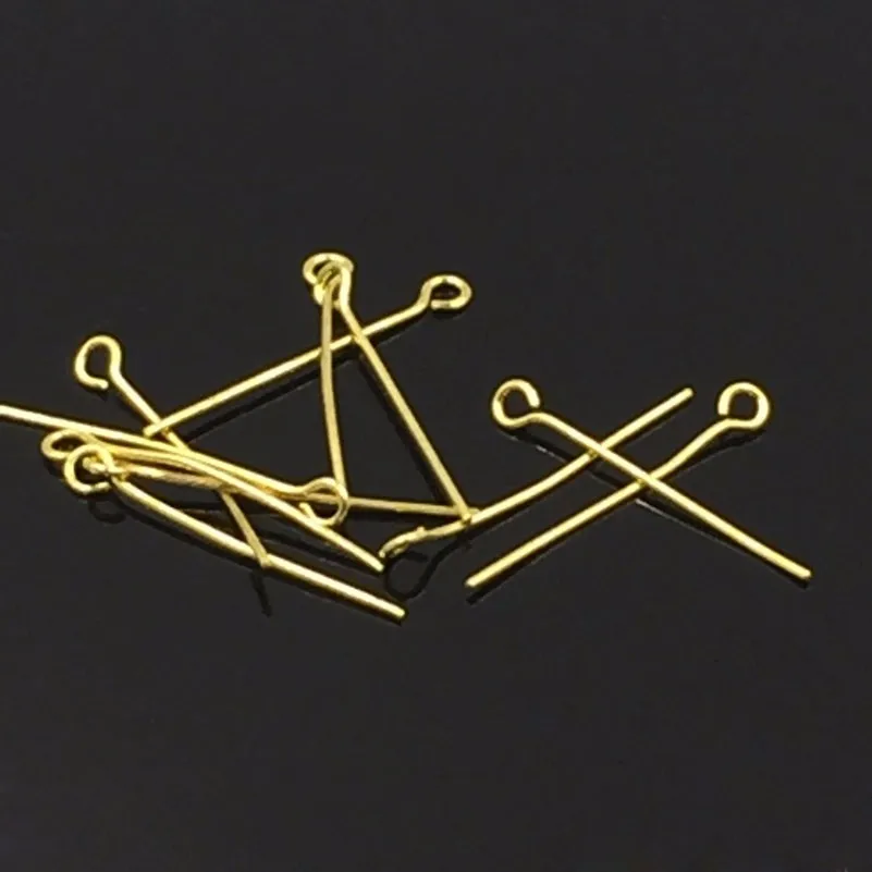 200Pcs Golden Plated Eye Pins Jewelry Finding 0.7mm Thick 20mm 22mm