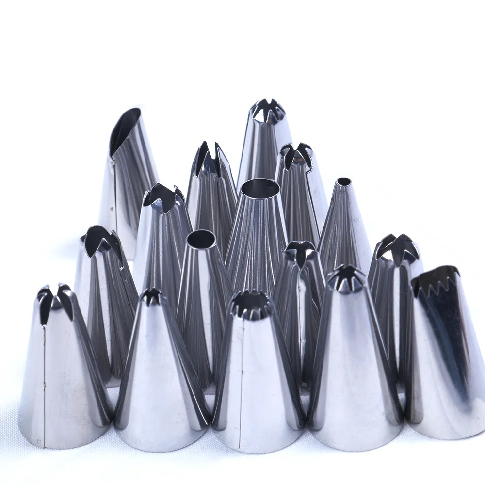 18PCS/Set Cotton Icing Piping Cream Pastry Bag+ 16 Stainless Steel Nozzle Set+1 Converter DIY Cake Decorating Cake Tools