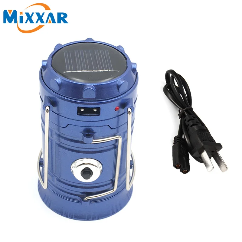 RU ZK50 Rechargeable Camping Light Classic Style 6 LEDs Collapsible Solar Camping Lantern Tent Lights for