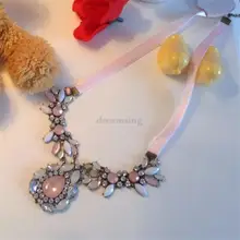 Высококачественные модные из сплава каучука Crsytal шифоновый пояс короткое ожерелье с подвеской с цветком кулон женские подарки