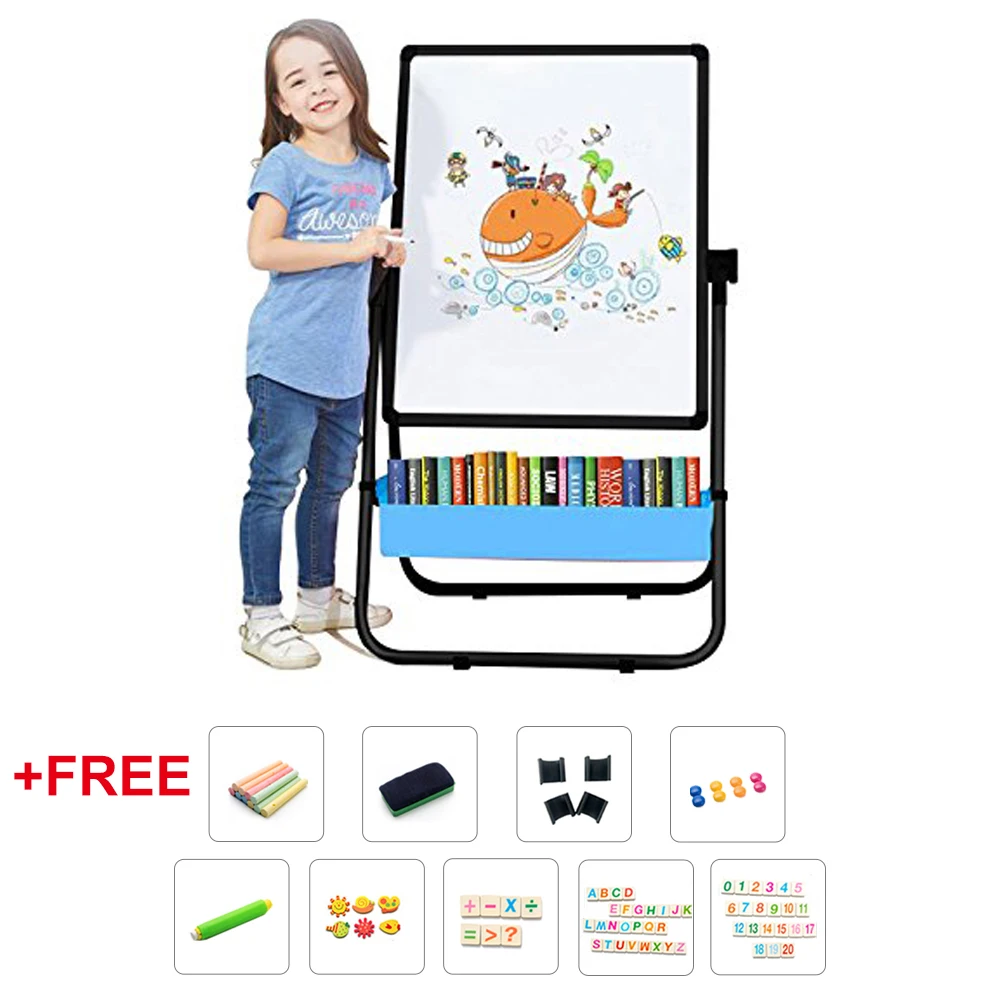 

Kid's Art Easel Double-sided Easel for Kids Whiteboard Chalkboard with Adjustable StandTurn 360 Degrees Bonus Magnetic Letters