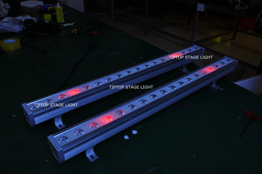 Настоящие 8 шт. 18X3W работает пикселей Цветная(RGB) светодиодная настенная лампа светильник Водонепроницаемый IP65 4 кнопки цифровой линейный диммер 90 V-220 V