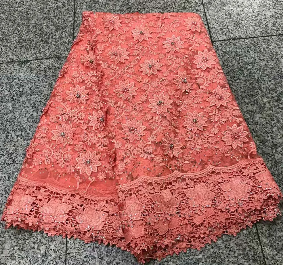 

African French Lace Fabric 2018 High Quality Nigerian French Net Lace Handmade With Nice Stones For Women Dress