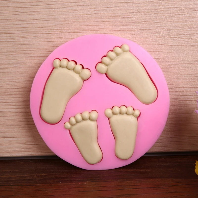 Baby Footprint Shape Chocolate Fondant Mold Cake Decorating Modeling Mould Baking Tools Bakery JH014