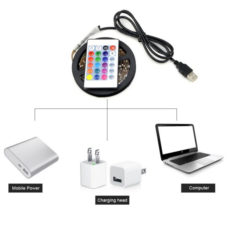cheap 1 Stk USB Powered 5 V RGB LED Strip Light 60 leds m 3528 SMD Non Waterproof Tape for TV Backlight Lighting With Remote Control